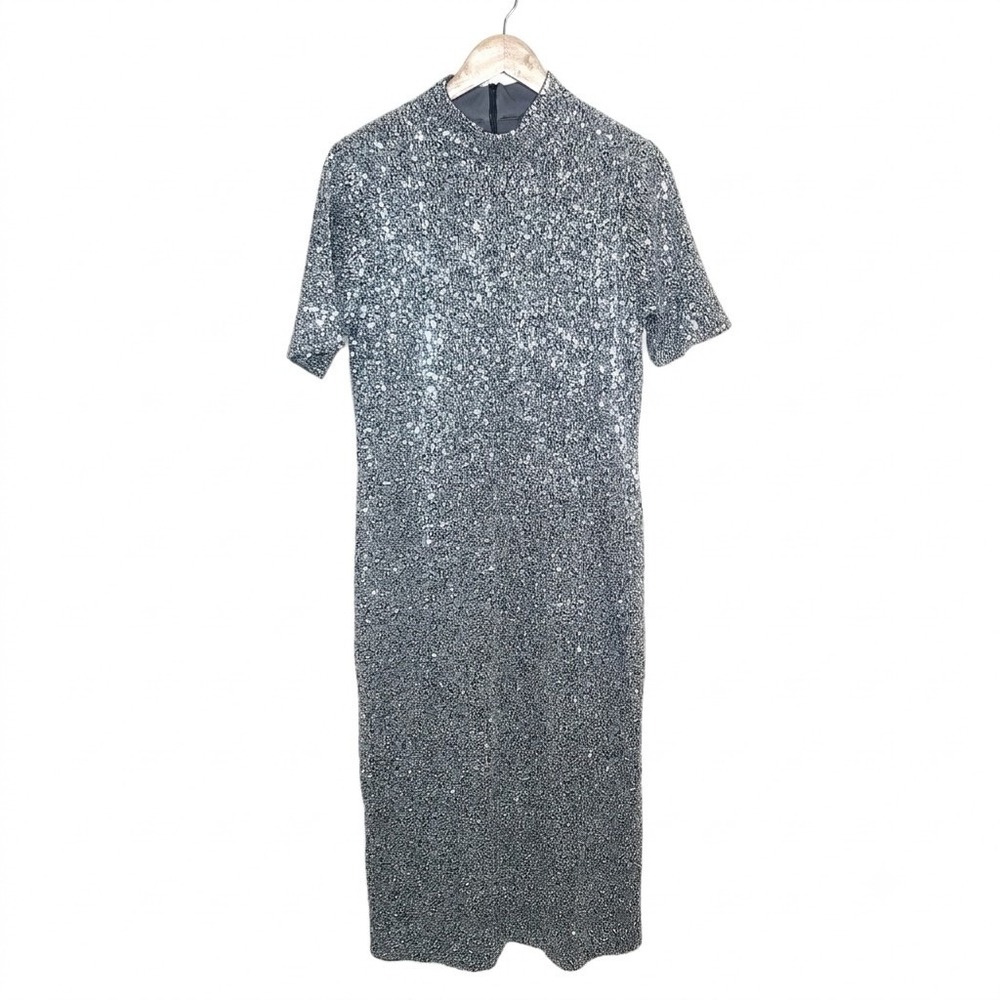 Vineyard Vines Marthas Vinyard Gray Sequin Shift Dress M Hollywood Glam Disco